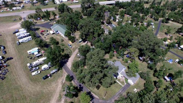 aerial image of campground in Sturgis